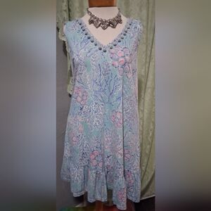 Lilly Pulitzer Pastel Seafoam & Pink Floral Mini Dress